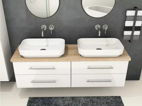 Flex Badmöbel 160, Weiß Hochglanz Lackiert,...