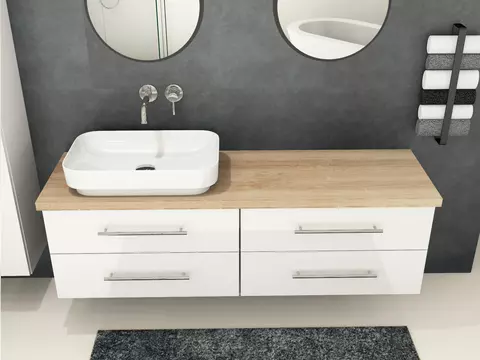 Flex Badmöbel 160, Weiß Hochglanz Lackiert,...