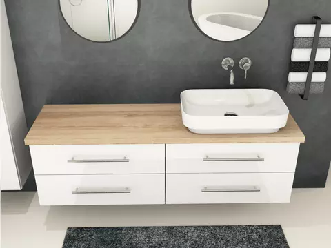 Flex Badmöbel 160, Weiß Hochglanz Lackiert,...