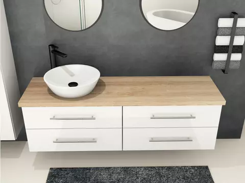 Flex Badmöbel 160, Weiß Hochglanz Lackiert,...