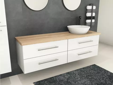 Flex Badmöbel 160, Weiß Hochglanz Lackiert,...