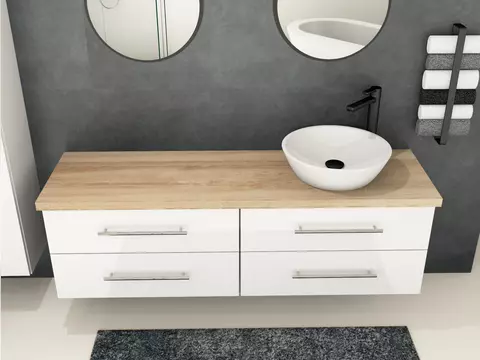 Flex Badmöbel 160, Weiß Hochglanz Lackiert,...