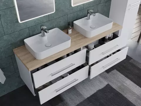 Flex Badmöbel 160, Weiß Hochglanz Lackiert,...