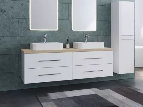 Flex Badmöbel 160, Weiß Hochglanz Lackiert,...
