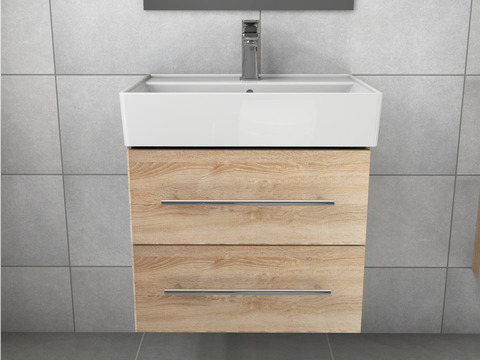 Flex Badmöbel 60, Eiche Gold, Keramik Waschbecken
