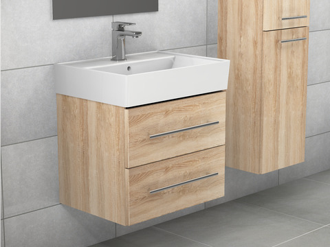 Flex Badmöbel 60, Eiche Gold, Keramik Waschbecken