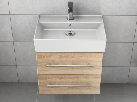 Flex Badmöbel 60, Eiche Gold, Keramik Waschbecken
