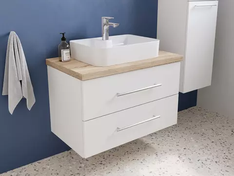 Flex Badmöbel 80, Weiß Hochglanz Lackiert,...