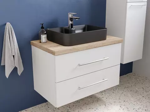 Flex Badmöbel 80, Weiß Hochglanz Lackiert,...