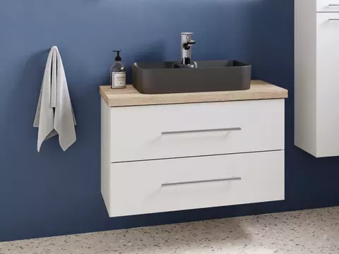 Flex Badmöbel 80, Weiß Hochglanz Lackiert,...