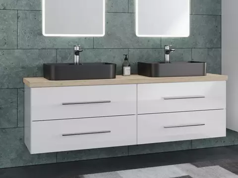 Flex Badmöbel 160, Weiß Hochglanz Lackiert,...