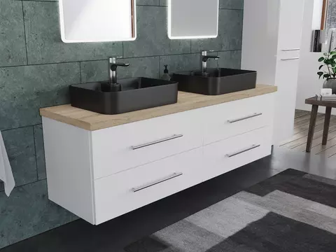 Flex Badmöbel 160, Weiß Hochglanz Lackiert,...