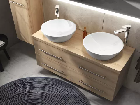 Flex Badmöbel 120, Eiche Gold, Doppelwaschtisch,...