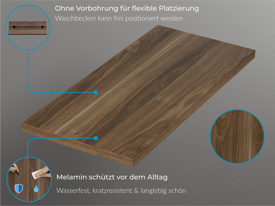 Flex Badm&ouml;bel 120, Wei&szlig; Hochglanz Lackiert, Doppelwaschtisch, Tr&auml;gerplatte
