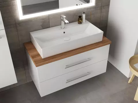 Flex Badmöbel 100, Weiß Hochglanz Lackiert,...