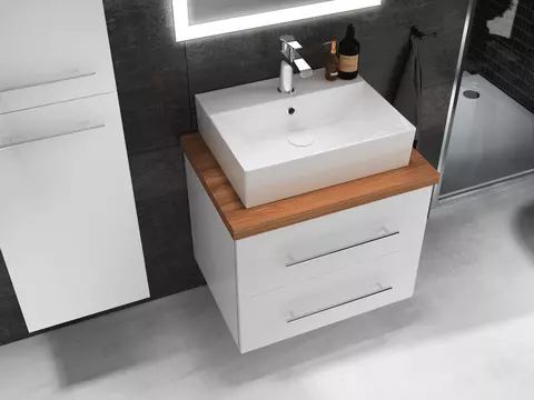 Flex Badmöbel 60, Weiß Hochglanz Lackiert,...