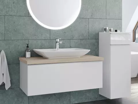 Smile Badmöbel 100, Weiß Hochglanz Lackiert,...
