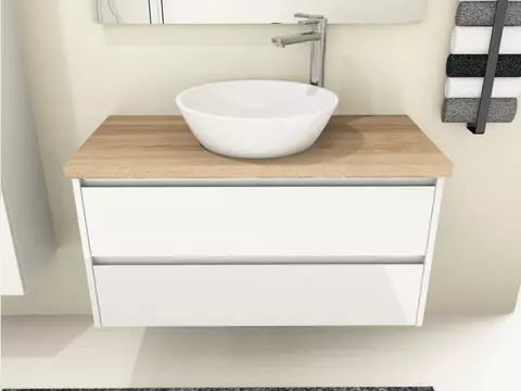 Duo Badmöbel 100, Weiß Hochglanz Lackiert,...