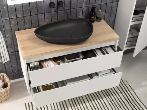 Duo Badmöbel 100, Weiß Hochglanz Lackiert,...