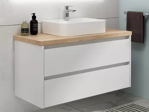 Duo Badmöbel 100, Weiß Hochglanz Lackiert,...