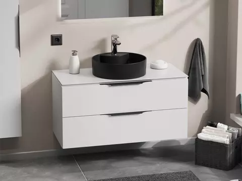 Mestola Badmöbel 100, Weiß Hochglanz Lackiert,...