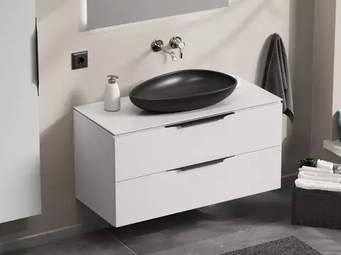 Mestola Badmöbel 100, Weiß Hochglanz Lackiert,...