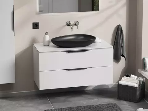 Mestola Badmöbel 100, Weiß Hochglanz Lackiert,...