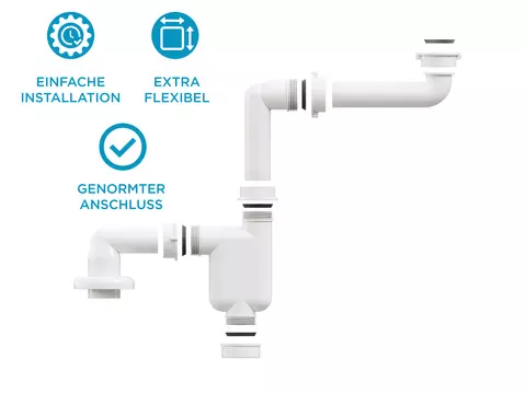 Aqua Bagno Raumsparsiphon für Badmöbel - DN32 -...