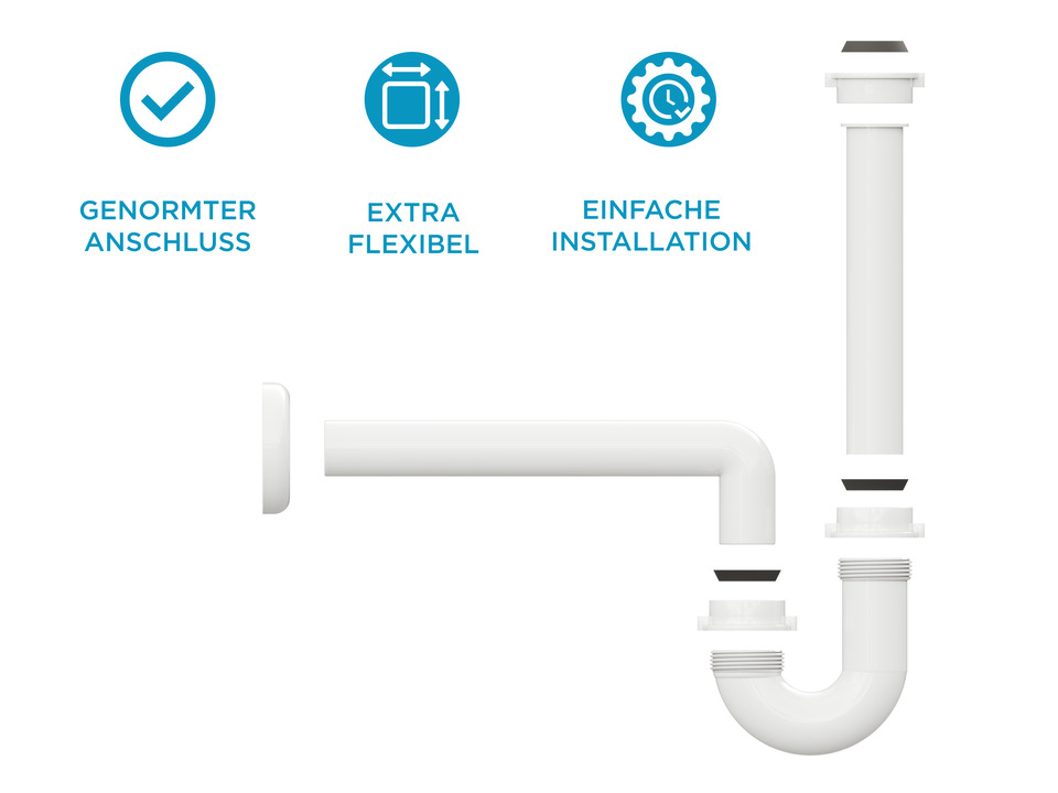 Aqua Bagno Siphon - DN32 - Kunststoff wei&szlig;