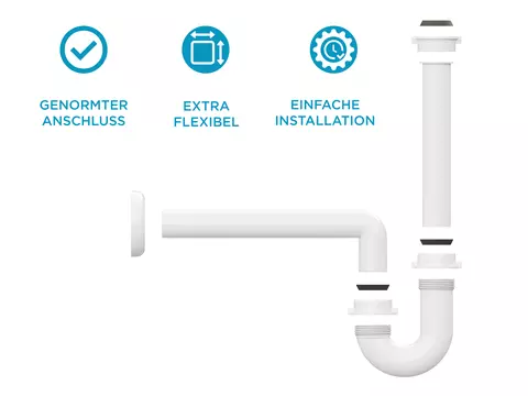 Aqua Bagno Siphon - DN32 - Kunststoff weiß