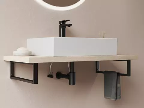 Aqua Bagno Konsolenträger 42cm aus Edelstahl schwarz...