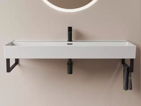 Aqua Bagno Konsolenträger 42cm aus Edelstahl schwarz...