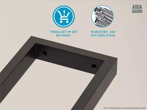 Aqua Bagno Konsolenträger 42cm aus Edelstahl schwarz...