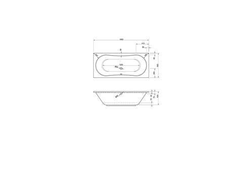 Schröder Badewanne rechteck weiß, 180x80x43cm Lizz