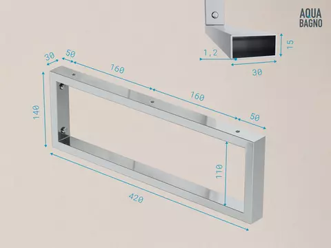 Aqua Bagno Konsolenträger 420 x 140 x30mm aus...