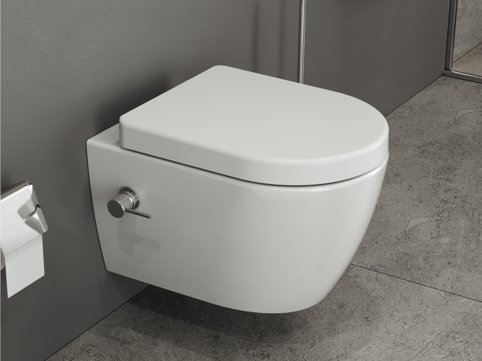Wand Dusch WC Taharet - sp&uuml;lrandlos - mit abnehmbaren Softclose Toiletten-Sitz - Bidet - Keramik - S.4415.9827