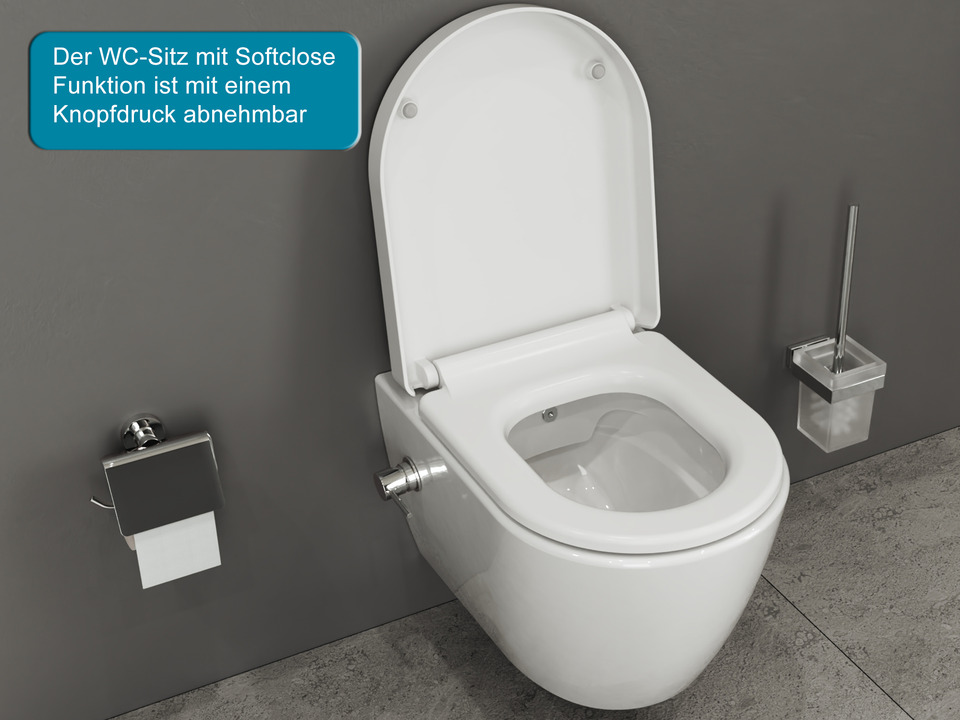 Wand Dusch WC Taharet - sp&uuml;lrandlos - mit abnehmbaren Softclose Toiletten-Sitz - Bidet - Keramik - S.4415.9827