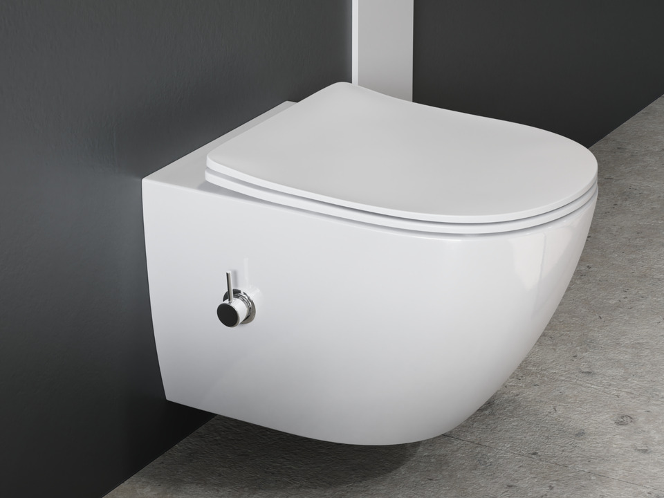Wand Dusch WC Taharet - sp&uuml;lrandlos - mit abnehmbaren Softclose Toiletten-Sitz - Bidet - Keramik - S.4415.9827