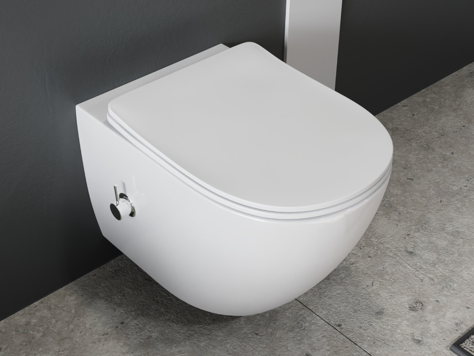 Wand Dusch WC Taharet - sp&uuml;lrandlos - mit abnehmbaren Softclose Toiletten-Sitz - Bidet - Keramik - S.4415.9827