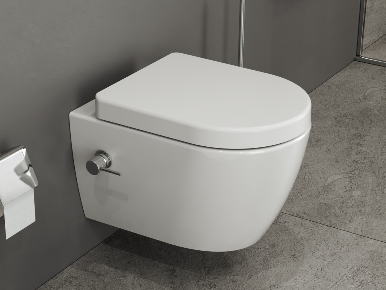 Aqua Bagno Design H&auml;nge-Dusch-WC sp&uuml;lrandlos New Cloud 2.0 Taharat in wei&szlig;, inkl. Warm- Kalt Mischer, WC-Sitz abnehmbar