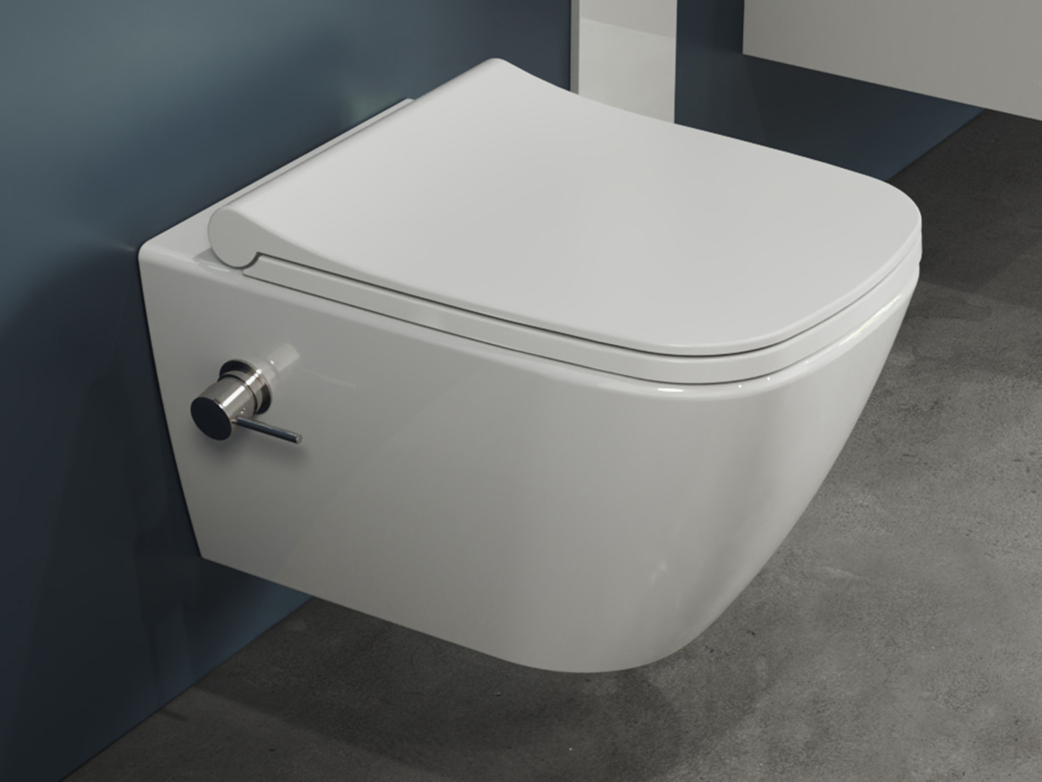 Aqua Bagno Design H&auml;nge-Dusch-WC sp&uuml;lrandlos Mestola Taharat in wei&szlig; inkl. Warm-Kalt-Mischer &amp; WC-Sitz abnehmbar