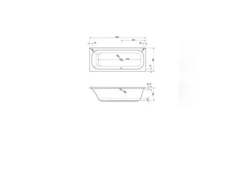 Schröder Badewanne rechteck weiß, 190x80x45cm...