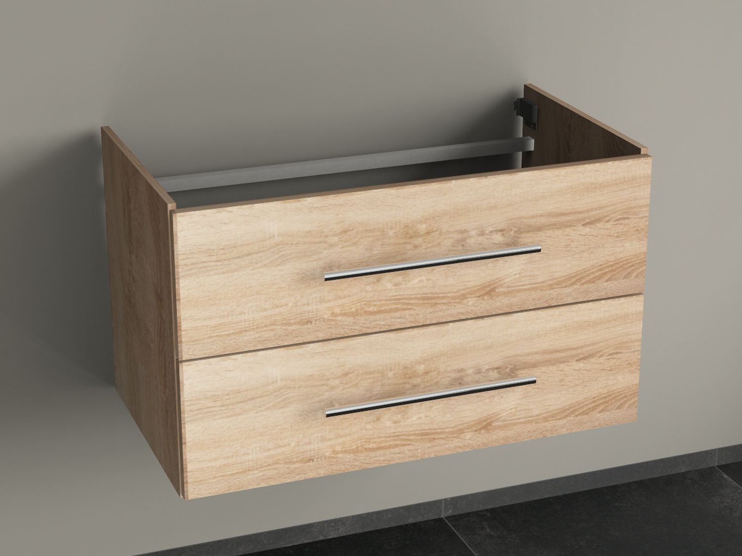 Aqua Bagno Flex 2.0 Unterschrank 80cm Eiche Gold 2 Blum Tandem Aussz&uuml;ge
