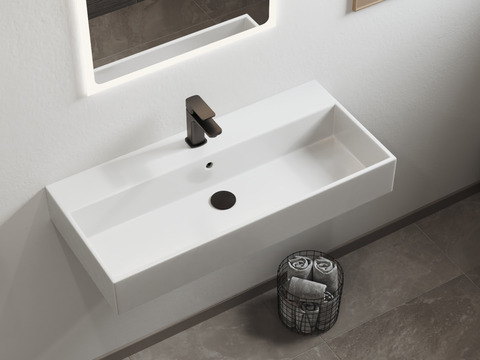 Aqua Bagno Quadra Keramik Waschtisch 90cm weiß Waschbecken 3.30.90.1
