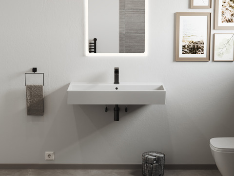 Aqua Bagno Quadra Keramik Waschtisch 90cm weiß Waschbecken 3.30.90.1