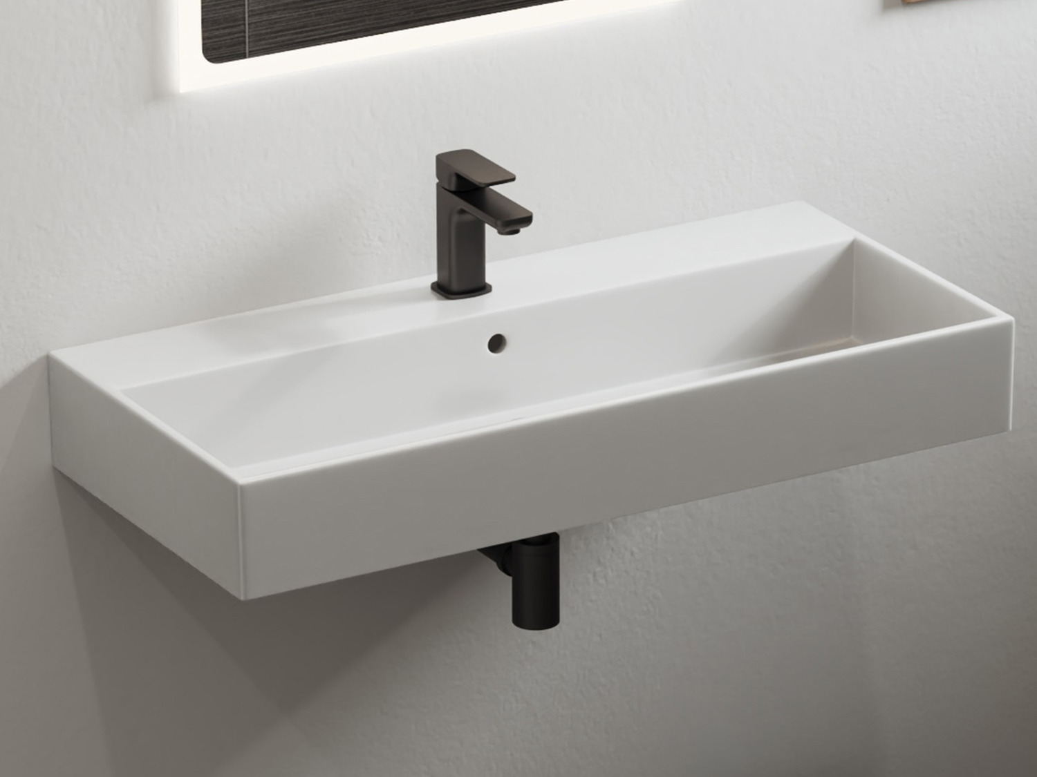 Aqua Bagno Quadra Keramik Waschtisch 90cm wei&szlig; Waschbecken 3.30.90.1