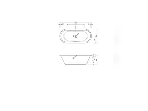 Schröder Badewanne oval weiß, 170x75x48,5cm...
