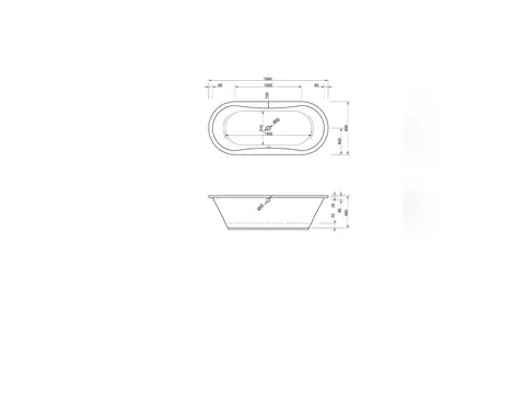 Schröder Badewanne oval weiß, 180x80x48,5cm...