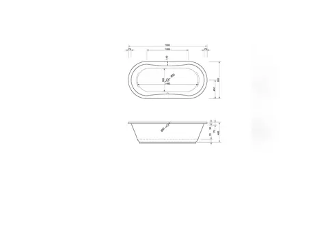 Schröder Badewanne oval weiß, 190x90x48,5cm...