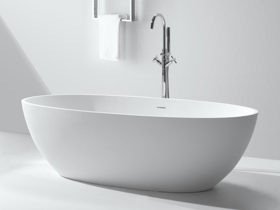 Aqua Bagno freistehende Badewanne Lounge - Corian, wei&szlig; matt